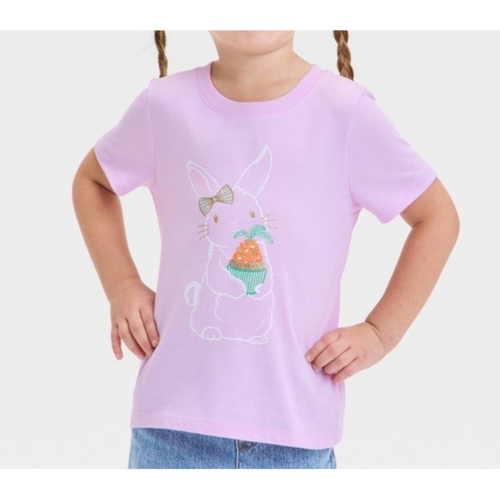 Cat Jack Toddler Girls' Bunny T-Shirt - Light Purple 2T